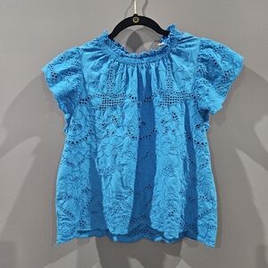 Vibrant Blue Eyelet Blouse